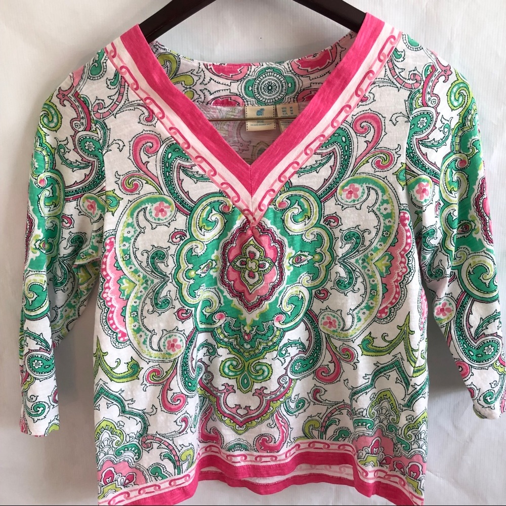 Caribbean Joe Paisley Pullover Top